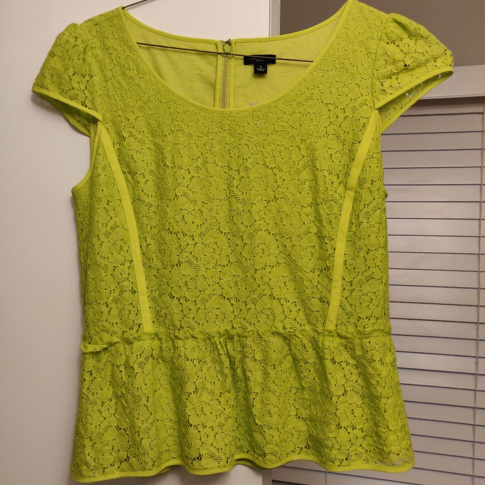Ann Taylor Lime Green Lacy Shirt - Size 4